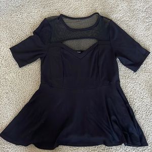 Torrid pointe & mesh cutout peplum top